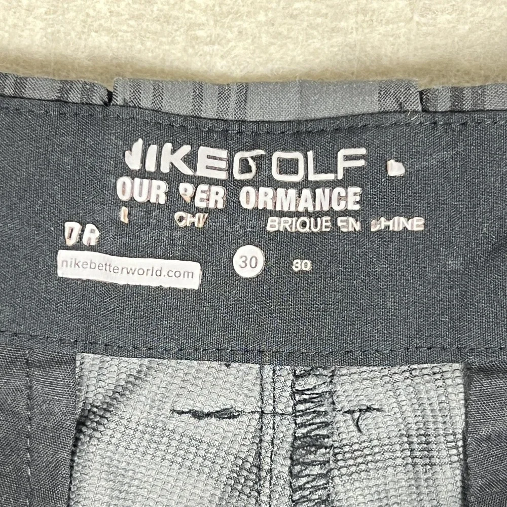Nike Golf Shorts Mens 30‎ Gray Plaid Stretch Performance Quick Dry Pockets